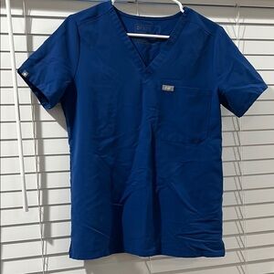 Figs Royal Blue V-Neck Scrub Top